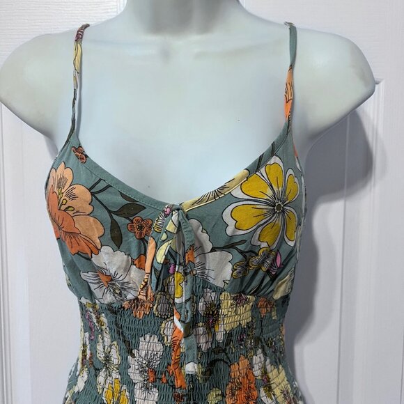 BOG Collective-Women's Spaghetti Adjust. Straps-Floral Dress-Small-Ruching Waist - Picture 2 of 16